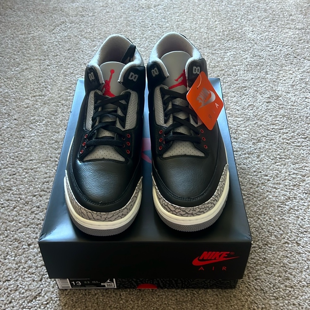 Air Jordan 3 retro black fire red cement grey men’s size 13